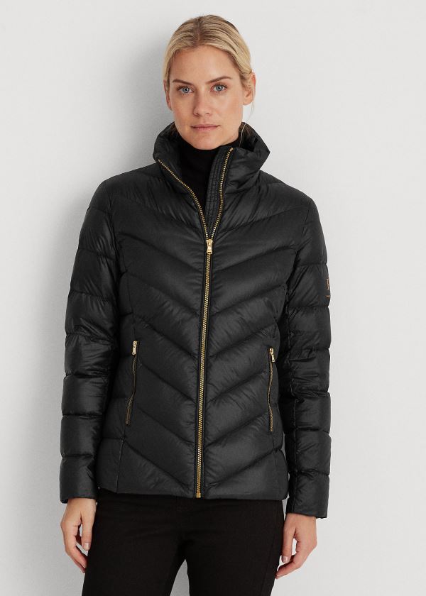 Chaquetas Ralph Lauren Mujer Negros - Packable Mockneck - PBQOD3956